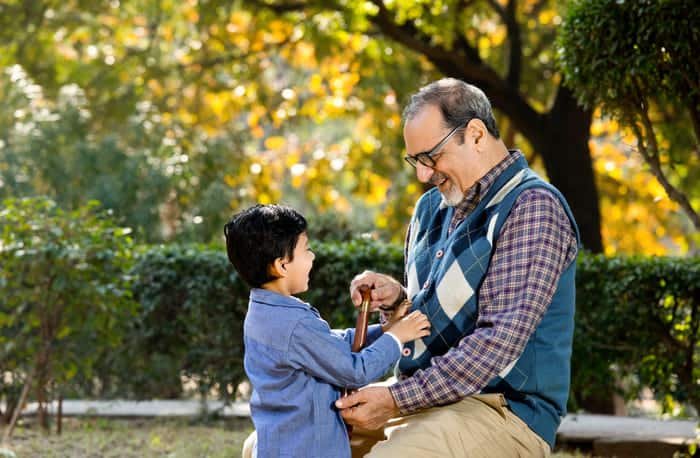 senior citizen with child